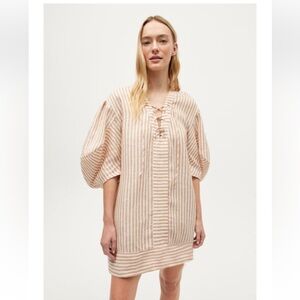 Rhode Dejah Linen Dress in Tan Stripe Size Small Like New